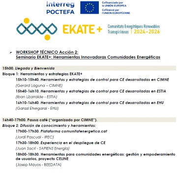 Workshop Acción 2: Seminario EKATE+: Herramientas Innovadoras Comunidades Energéticas
